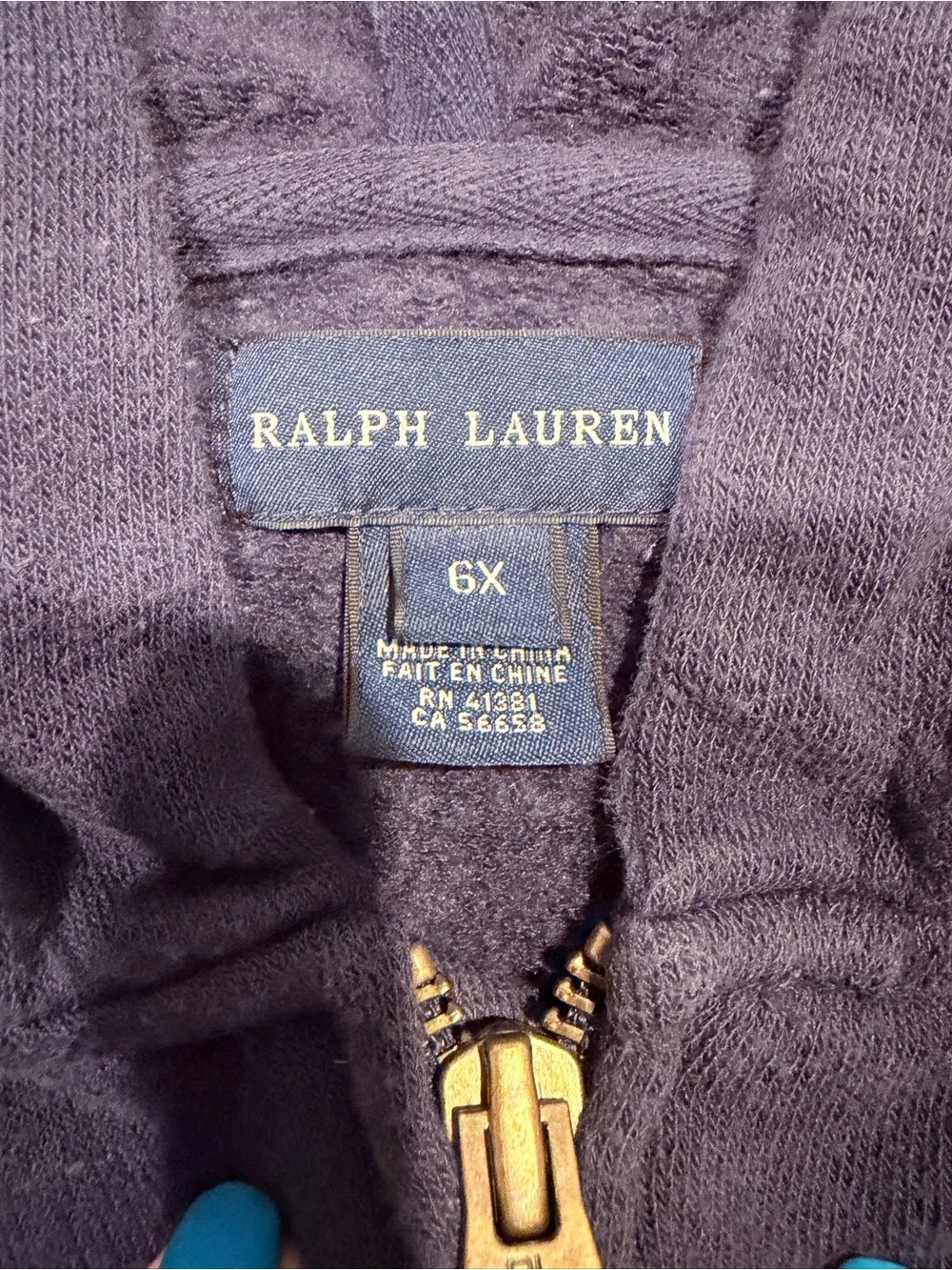 Ralph Lauren Girls' Navy Zip Hoodie with Pink Pony